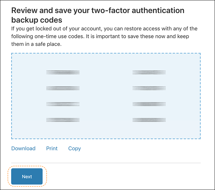 이전 URL: https://support.cloudflare.com/hc/article_attachments/360038176771/2FA_review_and_backup_codes_v2.png
Article IDs: 200167906 | 2FA(2단계 인증)로 사용자 액세스 보호
