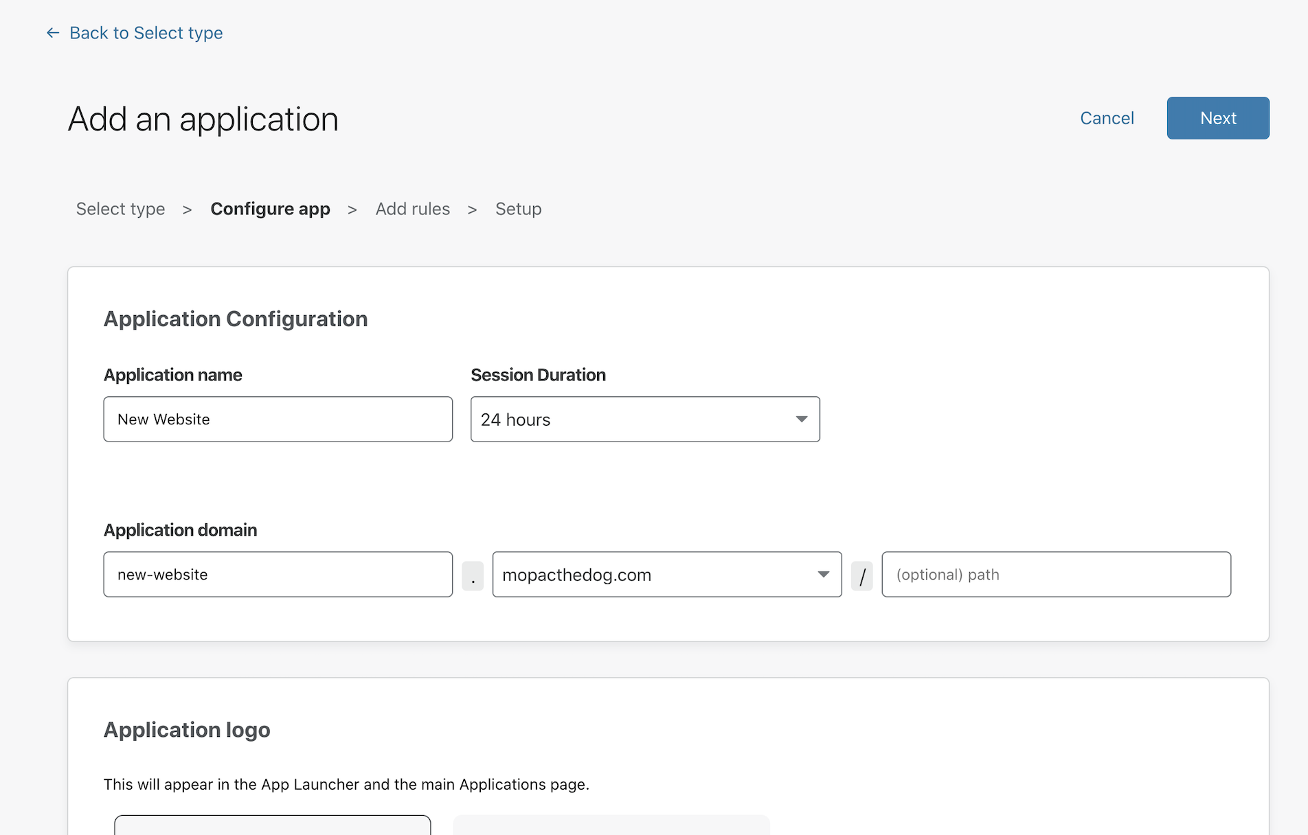 Add subdomain in the policy builder