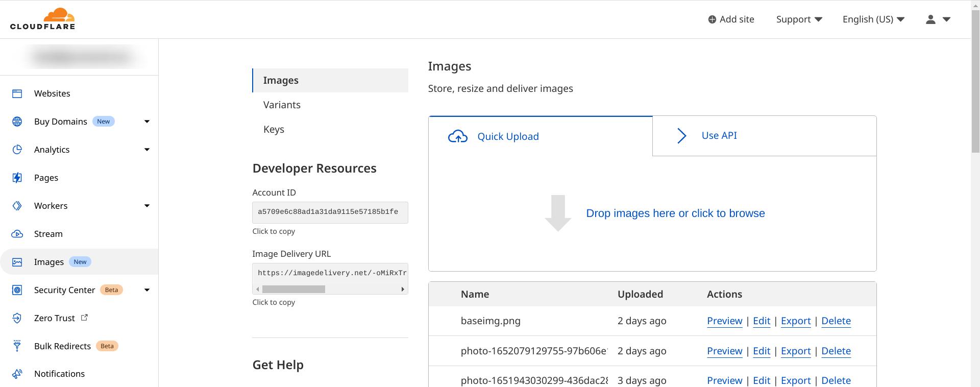 Where to find your Cloudflare Images account ID