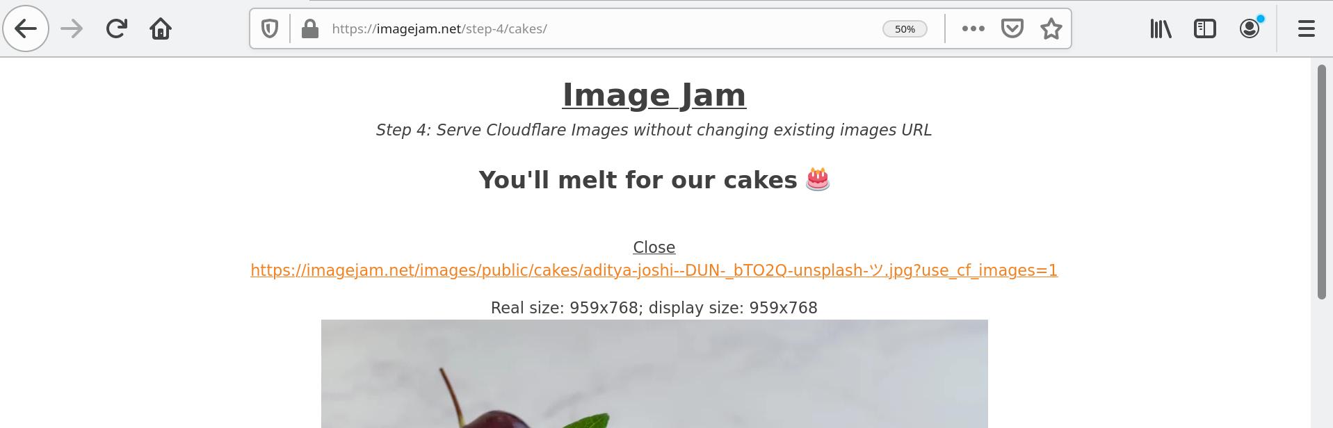 The optimized image by Cloudflare Images, with an unchanged URL